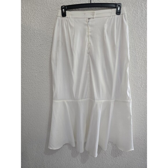 Satin VINTAGE long white Ruffle skirt Size 14W COTTAGECORE Hippie Boho - Picture 2 of 5